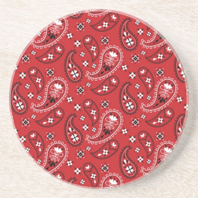 Porta-copos Paisley Pattern com Fundo Vermelho-23214 (Frente)