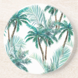Porta-copos Palma Tropical: Padrão de Selva de Aquarela.