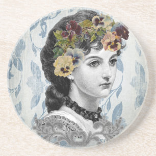 Porta-copos Pansias da Mulher Vitoriana no Tapeçaria