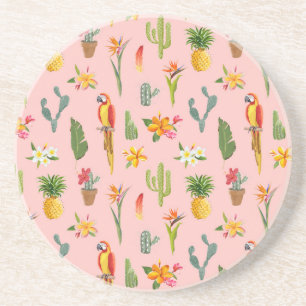 Porta-copos Papagaio Tropical, Cactus Vintage.