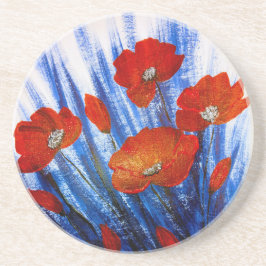 Porta-copos Papagaios vermelhos na grama azul