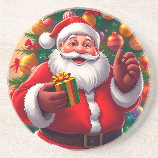 Porta-copos Papai Noel com Árvore de Natal e Presentes (Frente)