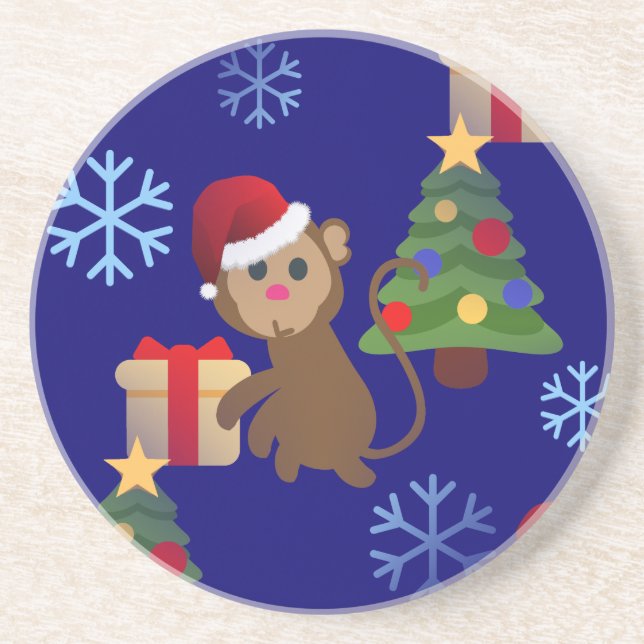 Porta-copos papai noel de natal, macaco emoji (Frente)