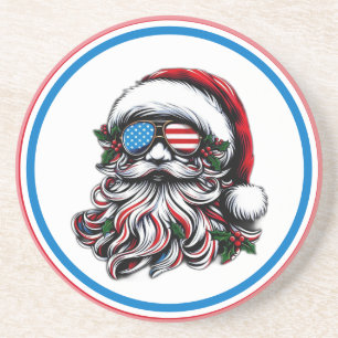 Porta-copos Papai Noel Patriótico/Natal Americano