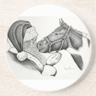 Porta-copos Papais noeis de Natal e Cavalo de Pintura