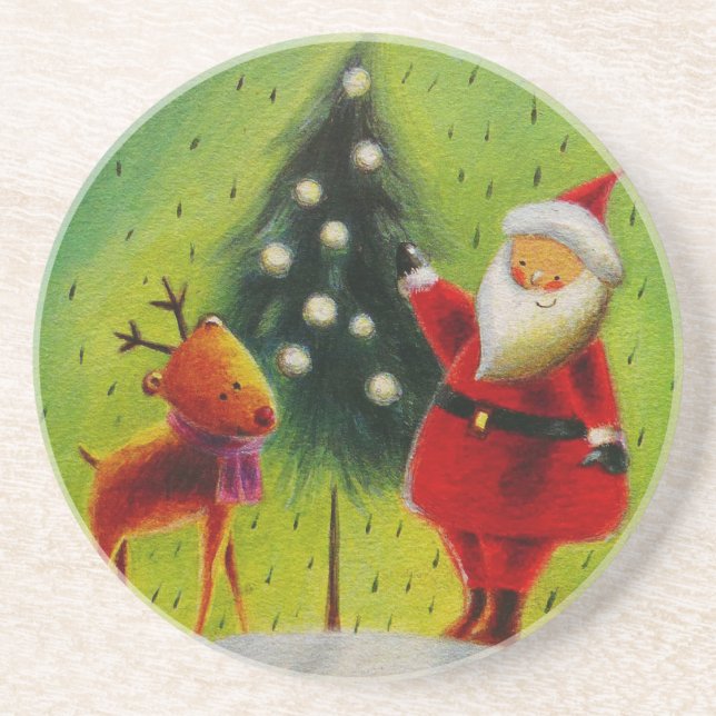 Porta-copos Papais noeis e seu Reindeer (Frente)