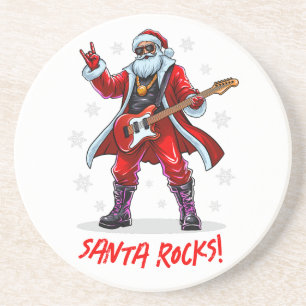 Porta-copos Papais noeis Rocks! Engraçado Papai Noel tocando v