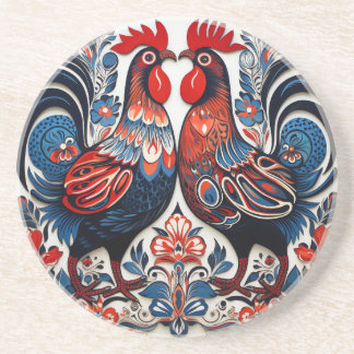 Porta-copos Par de Dala Style Roosters