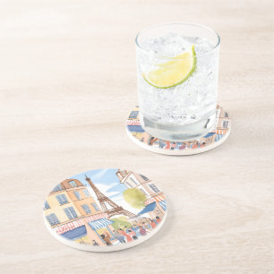 Porta-copos Paris França Torre Eiffel Aquarela