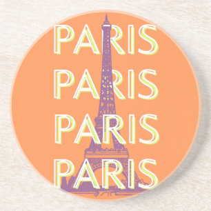 Porta-copos Paris, Viagem Art, Retro-Viagem Art, Laranja