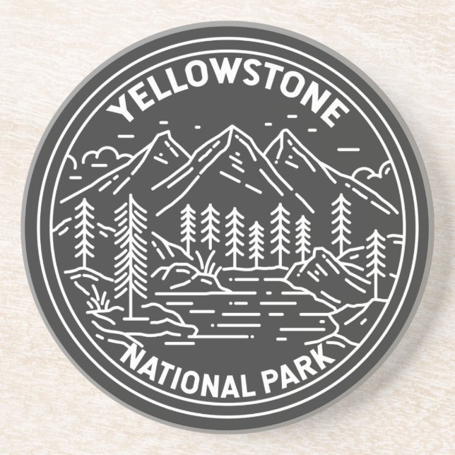 Porta-copos Parque Nacional Yellowstone Vintage Monoline (Frente)
