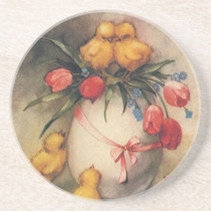 Porta-copos Páscoa Vintage com Pintinhos, Ovo com Flores de Tu
