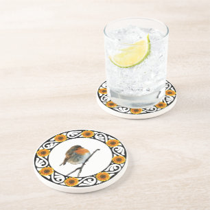 Porta-copos Pássaro Robin Vermelho girassol