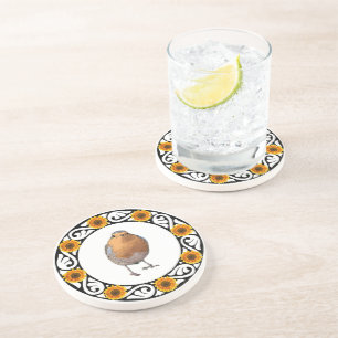 Porta-copos Pássaro Robin Vermelho girassol