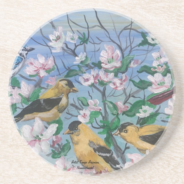 Porta-copos Pássaros Nova Coleção Arte Pintada Original (Frente)