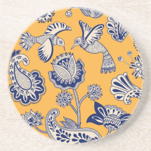 Porta-copos Pássaros Paisley Flores Padrão de Vintagem