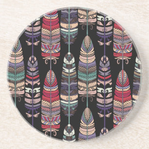 Porta-copos Pássaros Penas Arte Tribal Sem Costura