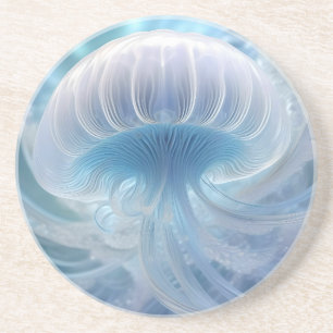 Porta-copos Pastel Blue Jellyfish Arte Fractal Sob O Mar,