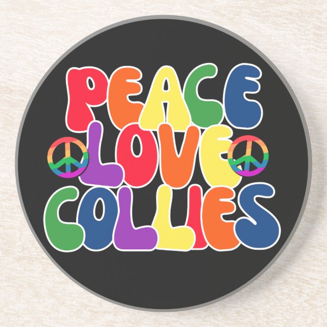 Porta-copos Peace Love Collies (Frente)