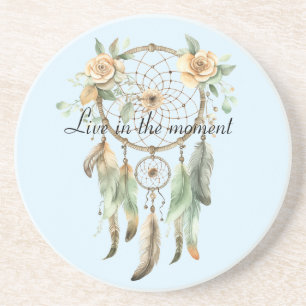 Porta-copos Peach Floral Green Feather Drecher Catcher