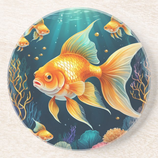 Porta-copos Peixes Dourados submarinos (Frente)