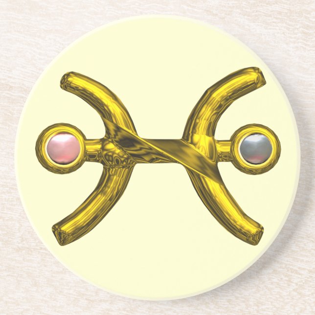 Porta-copos PEIXES DOURADOS ZODIAC BIRTHDAY JEWEL Pearl Ivory (Frente)