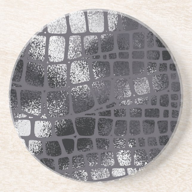 Porta-copos Pele Preta Metálica de Cobra: Textura Elegante (Frente)