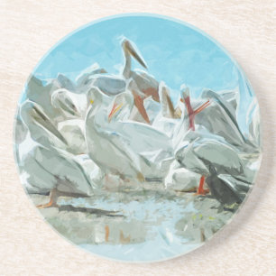 Porta-copos Pelicanos brancos e Abstrato de amigos negros