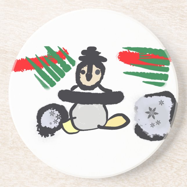 Porta-copos Penguin rock Christmas  (Frente)