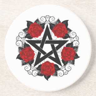 Porta-copos Pentagrama com Rosas vermelhas