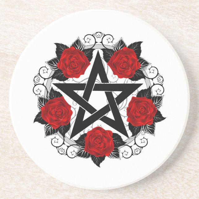 Porta-copos Pentagrama com Rosas vermelhas (Frente)