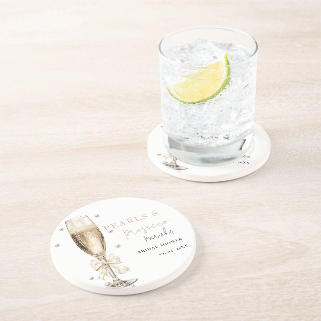 Porta-copos Pérolas & Prosecco  Chá de noiva (Lateral)