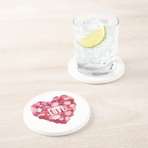 Porta-copos Pérolas Rosa Rosa Vermelhas Amor Floral