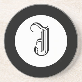 Porta copos personalizada de monograma branco e pr