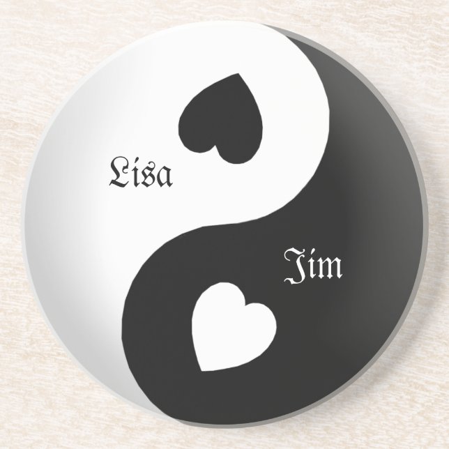 Porta copos personalizada Yin Yang Love (Frente)