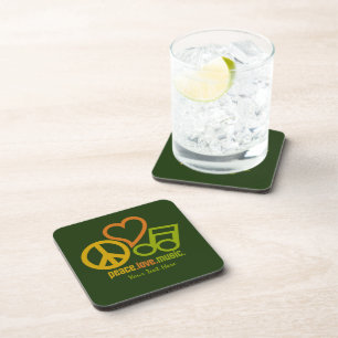 Porta copos personalizadas de Música Peace Love