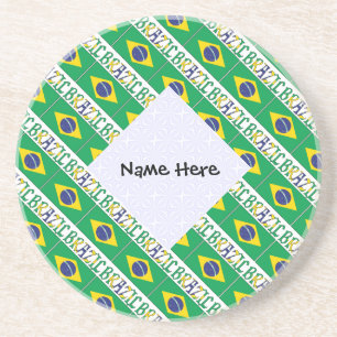 Porta-copos Personalizado com Bandeira do Brasil em Mosaico 