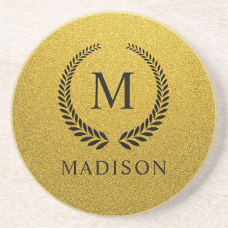 Porta-copos Personalizado Dourado Preto e Dourado Brilho Monog
