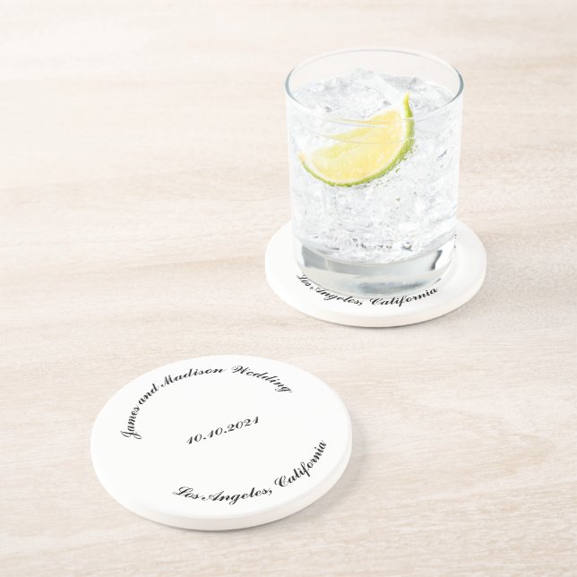 Porta-copos Personalizar Nome, data de casamento de letras pre (Lateral)