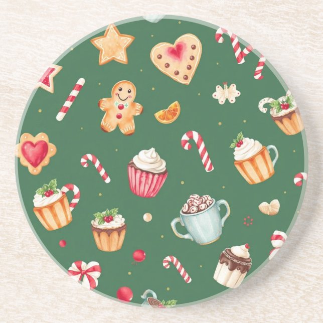 Porta-copos Personalized Christmas Baking Pattern (Frente)