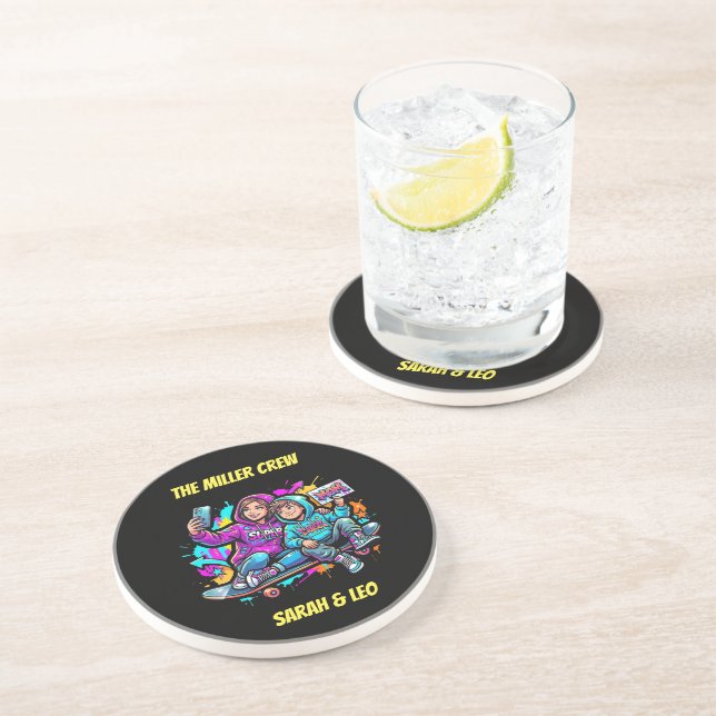 Porta-copos Personalized Mother & Son Graffiti Coaster (Lateral)