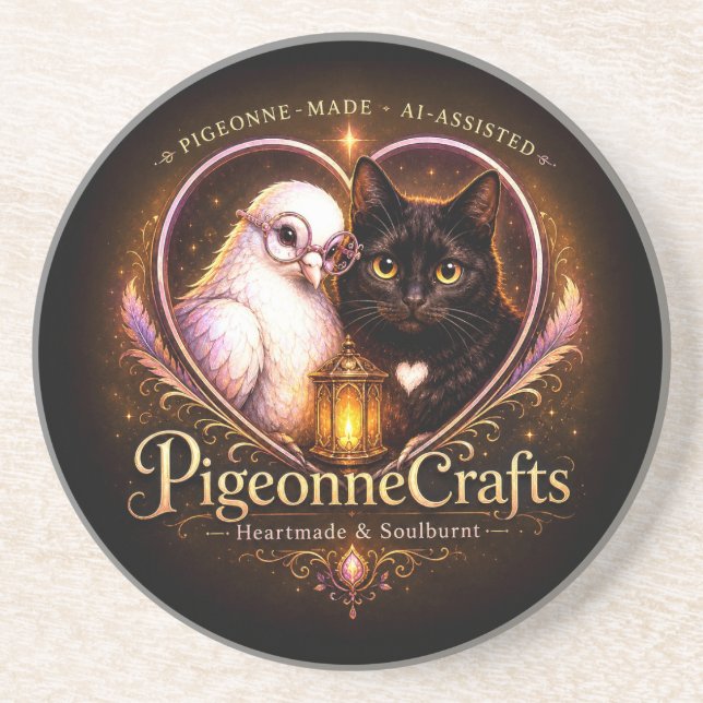 Porta-copos PigeonneCrafts FeitoComAmor  (Frente)