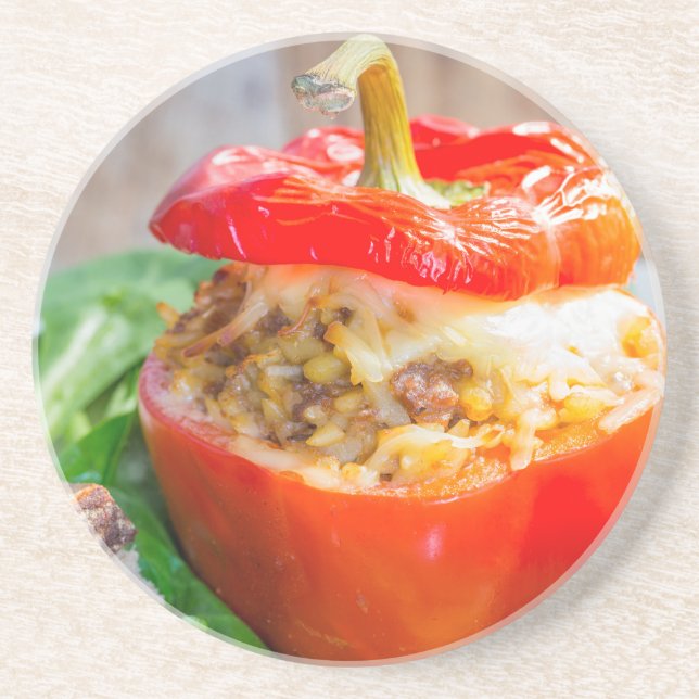 Porta-copos Pimentos cozidos em película com molho de carne e  (Frente)