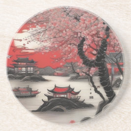 Porta-copos Pincel Oriental Desenhando Cenário Chinês