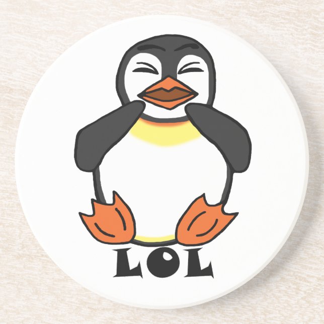 Porta-copos Pinguim Rindo LOL (Frente)
