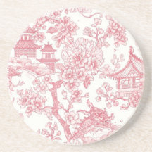 Pink Chinoiserie Toile Dragon Cherry Blossom