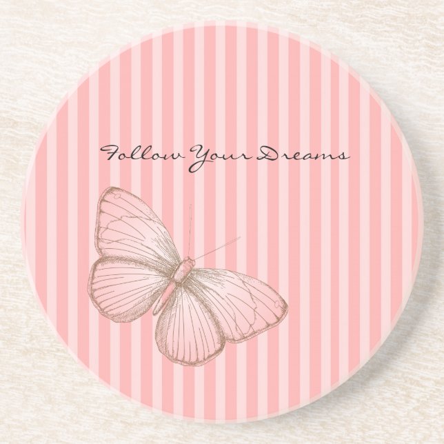 Porta-copos Pink Stripes with Butterfly (Frente)