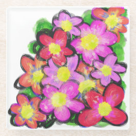 Porta copos Pintada de Flores Rosa