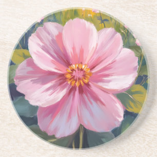 Porta-copos Pintura Botânica Floral Aquarela de Flor Rosa