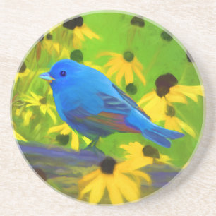 Porta-copos Pintura de Bunting Indigo - Arte de Pássaro Origi